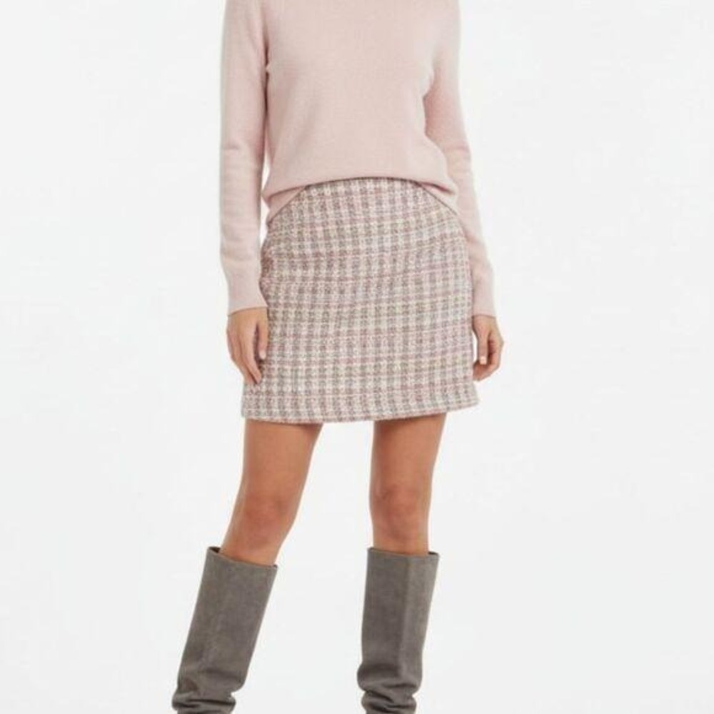 House Of Harlow Pink &‎ White Plaid Tweed Woven Mini Skort Size M - Picture 2 of 8